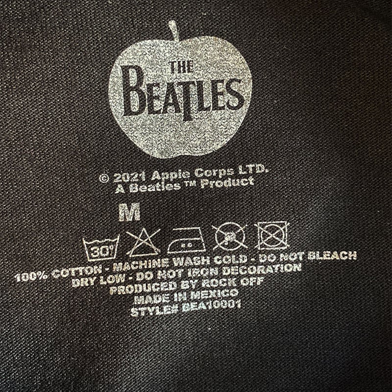 ザ ビートルズ・クラシック ホワイト ロゴ Tシャツ (ブラック