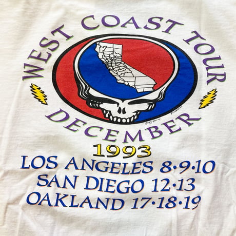 グレイトフル デッド・西海岸ツアー 1993・カル サーファー Tシャツ (1993 Vintage) (U.S.A. 中古衣料品)