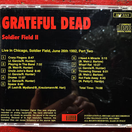Grateful Dead - 'Soldier Field I' and 'Soldier Field II' 1992 (2CD) (Vintage Used CD)