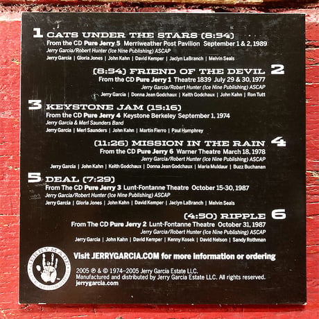Jerry Garcia - 'Pure Jerry Sampler Volumes 1-6' 1974-1989 (1CD) (New Old Stock) (新品シールド)