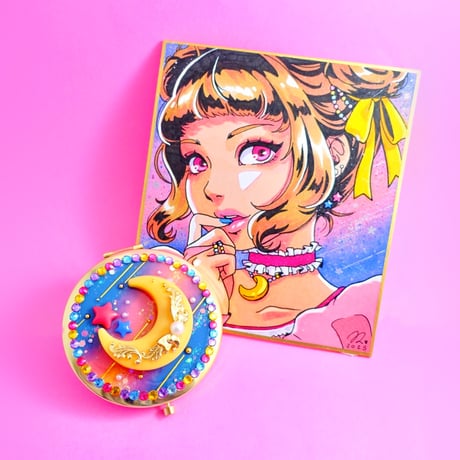 【よっちゃん×ジェシカ🎀コラボプロジェクト第一弾】デザインコンパクトミラー+直筆色紙イラスト
