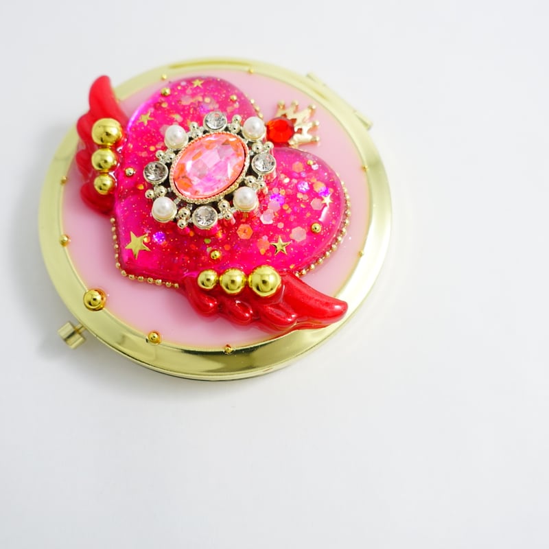 【美品】JAY STRONGWATER コンパクトミラー 花鳥風月 ￼￼￼ピンク デザイン変身コンパクトミラー［ピンクシュガーな乙女心］ | Power