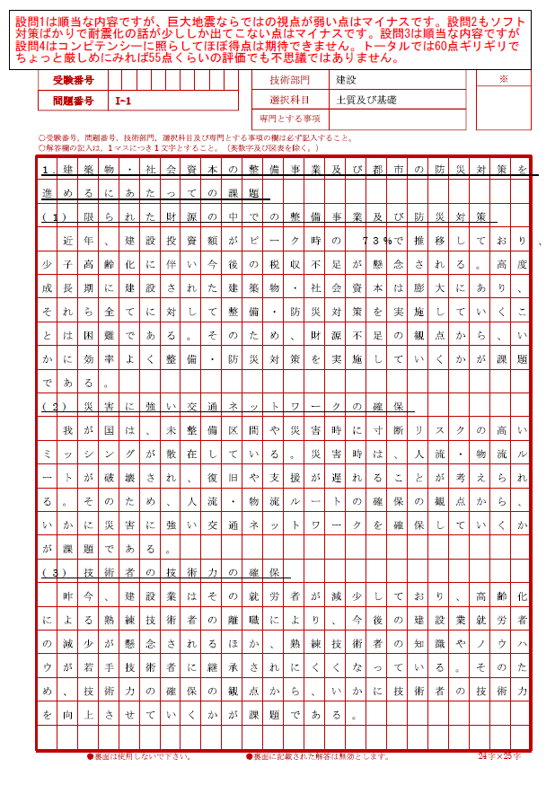 技術士第二次試験 筆記試験合格答案実例集（建設部門－施工計画：2023