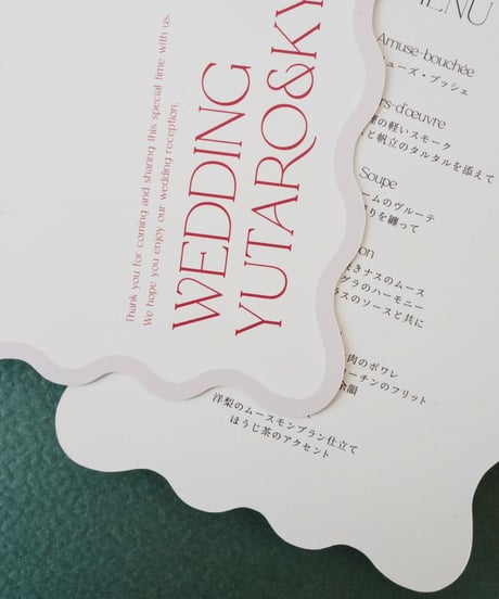 ウェーブメニュー表 ‖ Joie｜ wedding menus