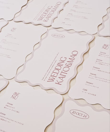 ウェーブメニュー表 ‖ Joie｜ wedding menus