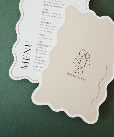 ウェーブメニュー表 ‖ Joie｜ wedding menus