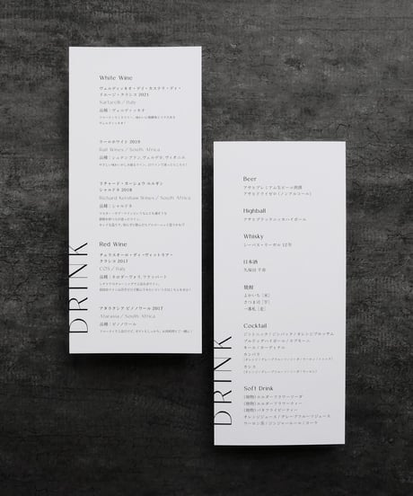 メニュー表｜ Natural   Wedding menus