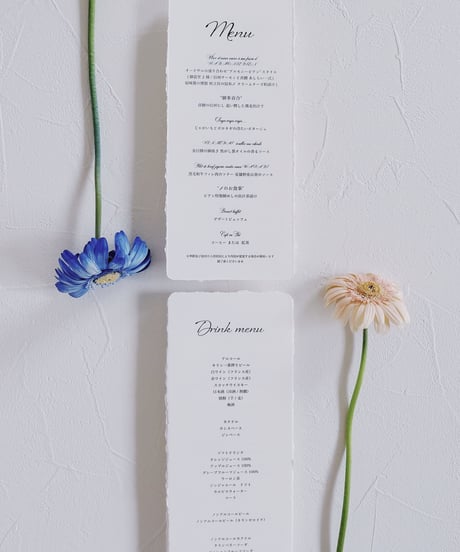 メニュー表｜paper with deckle edge design