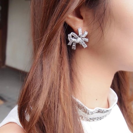 リボンピアス【M】