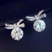リボン×一粒ストーンピアス