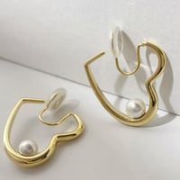 オープンハート×パールイヤリング・ピアス