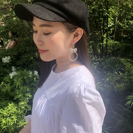 リボンサークルピアス