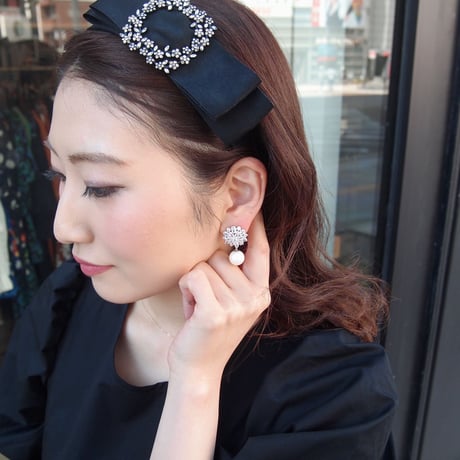 ブルーミングフラワー×パールピアス