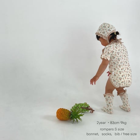 baby rompers【Flower×gingham】