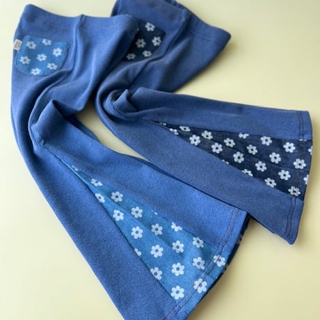 Flower ribdenim bellbottom