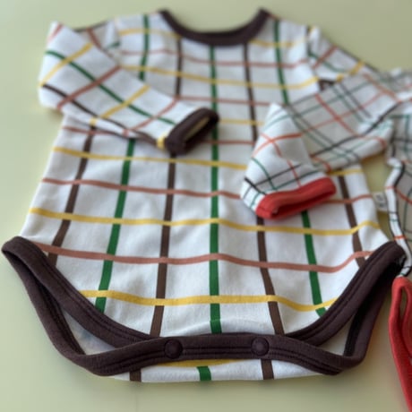 baby BROWN check rompers