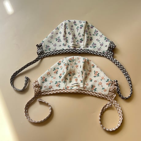 baby bonnet【flower×gingham】
