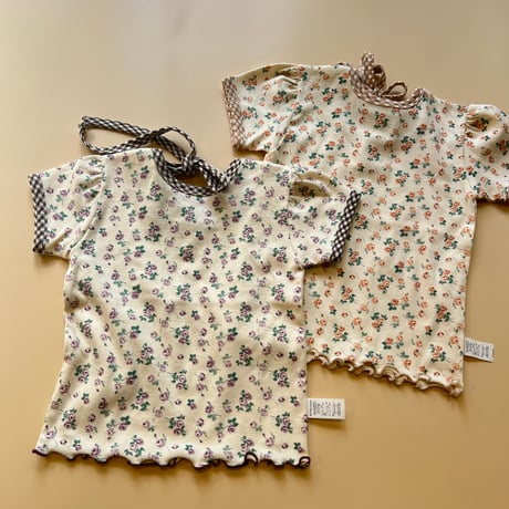KidsTee【flower×gingham】