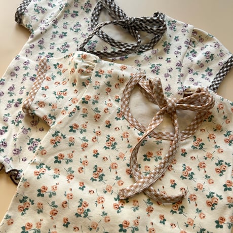 KidsTee【flower×gingham】