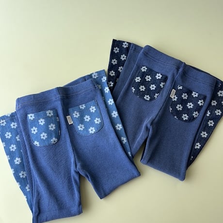 Flower ribdenim bellbottom