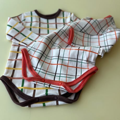 baby BROWN check rompers