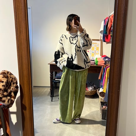 MOM corduroy wide pants
