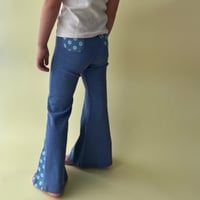Flower ribdenim bellbottom