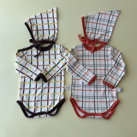 baby BROWN check rompers