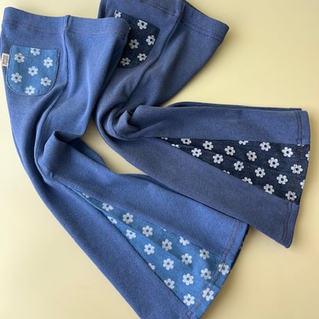Flower ribdenim bellbottom