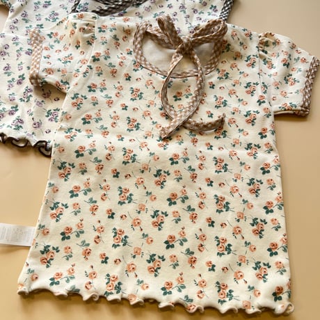 KidsTee【flower×gingham】