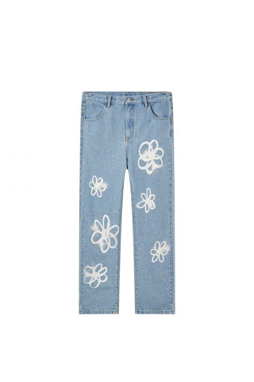 MODITEC】HAND-PAINTED FLOWERS JEANS | GUGU