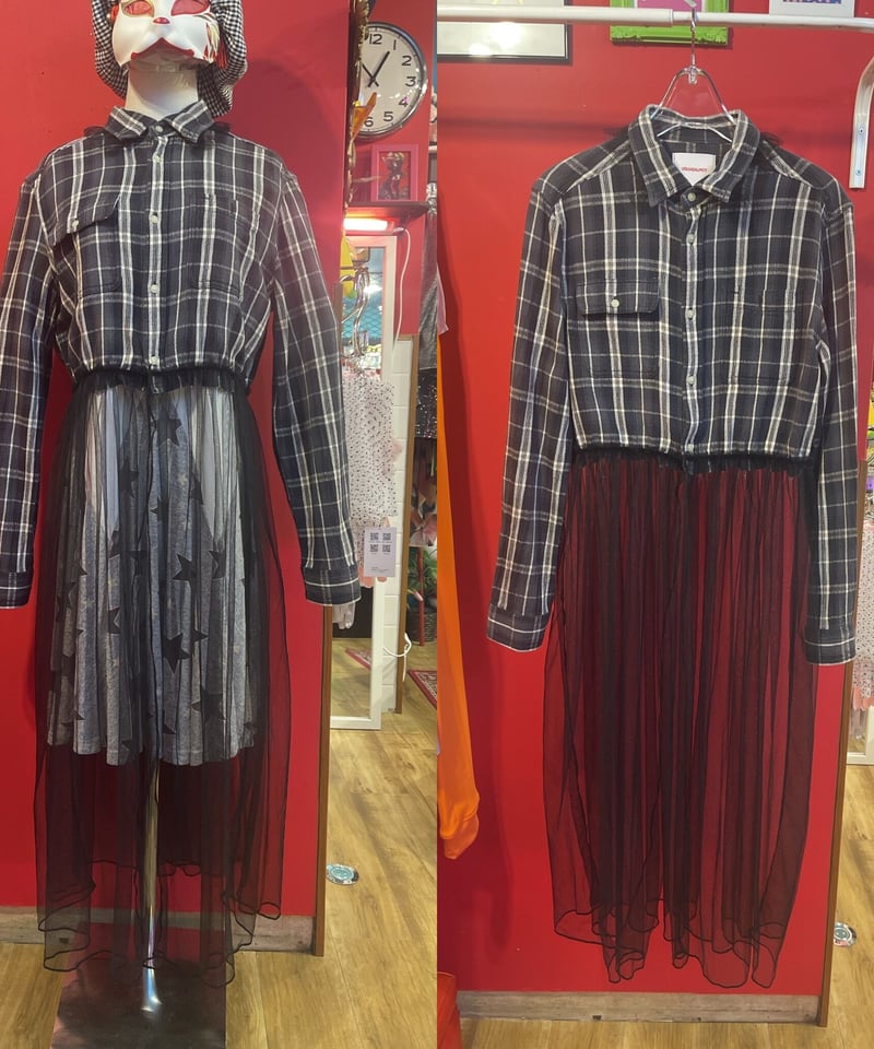 VERANDALUNCH】リメイク ドッキング チュール シャツワンピース