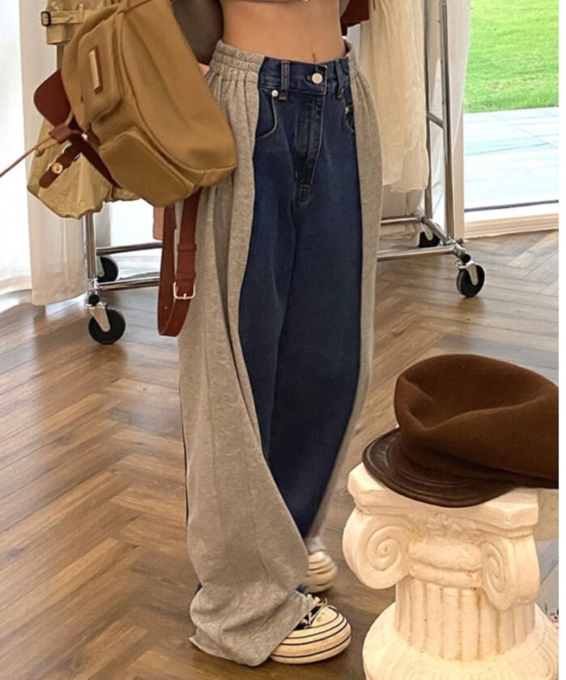 DENIM COLLECTION 】スウェットドッキング デニム パンツ | GUGU DENIM COLLECTION 】スウェットドッキング デニム パンツ | GUGU