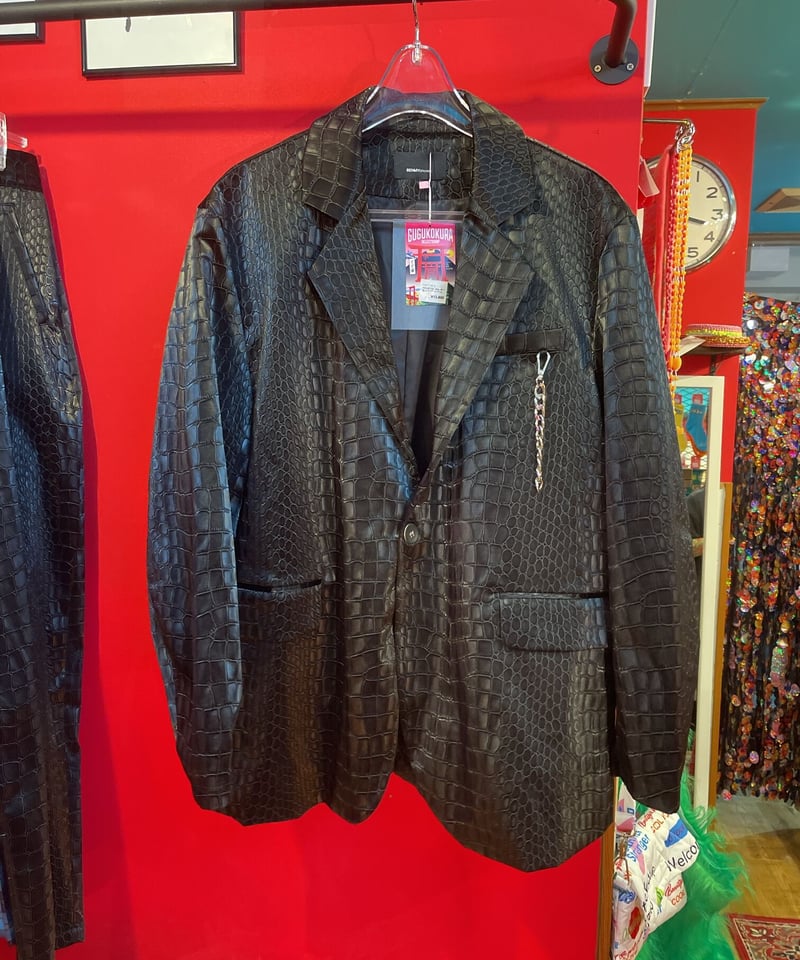 クロコダイル PUレザー セットアップ ジャケット | GUGU