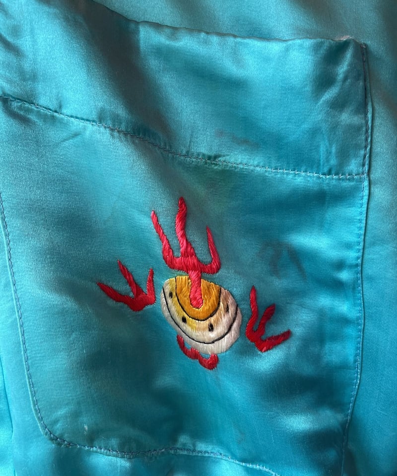 専用　Sunny Vintage ミントグリーンサテン 花柄刺繍 チャイナガウン 専用 Sunny Vintage ミントグリーンサテン 花柄刺繍 チャイナガウン