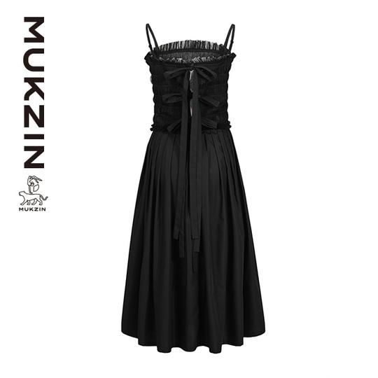 MUKZIN】Designer Black Tie-back Dress - ANIMAL