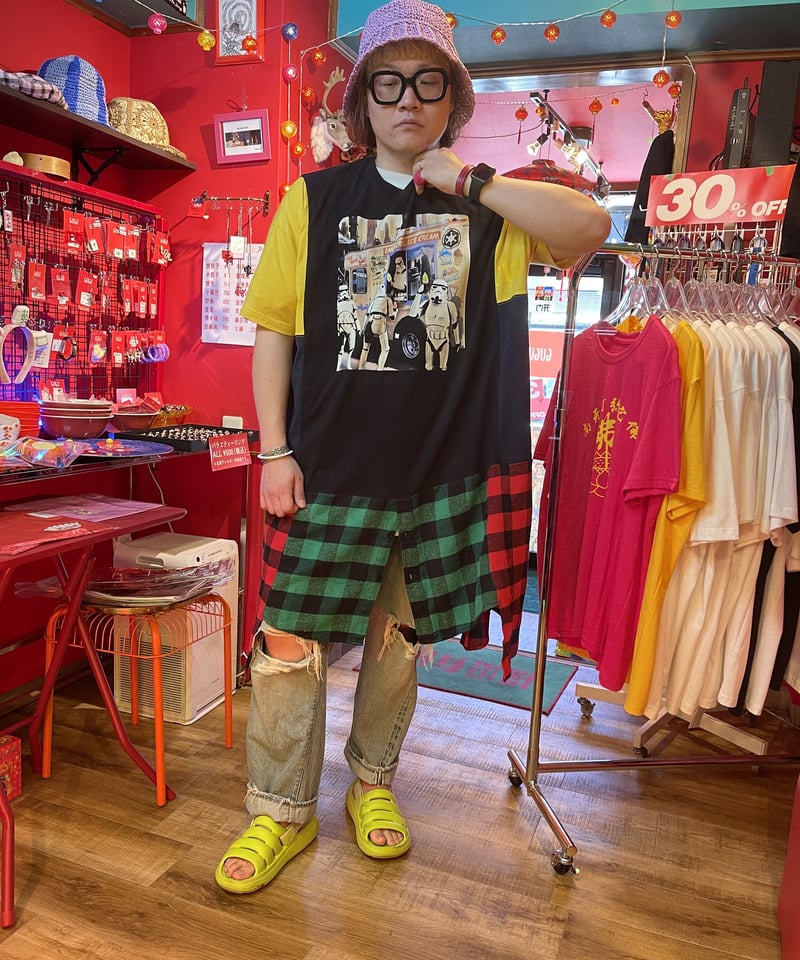 古着 リメイク shirt docking tailored vest