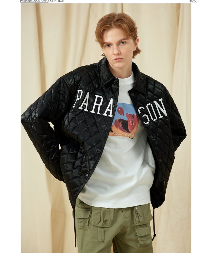 PARASONA】Logo embroidery quiltingcoach jacket 