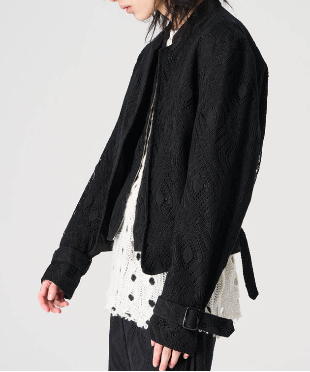 レイヤードスタイルクロップトップレースジャケット | GUGU