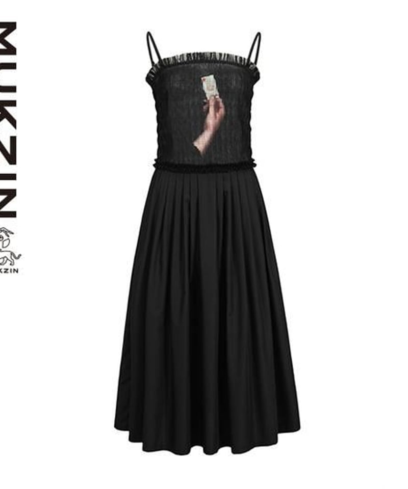MUKZIN】Designer Black Tie-back Dress - ANIMAL
