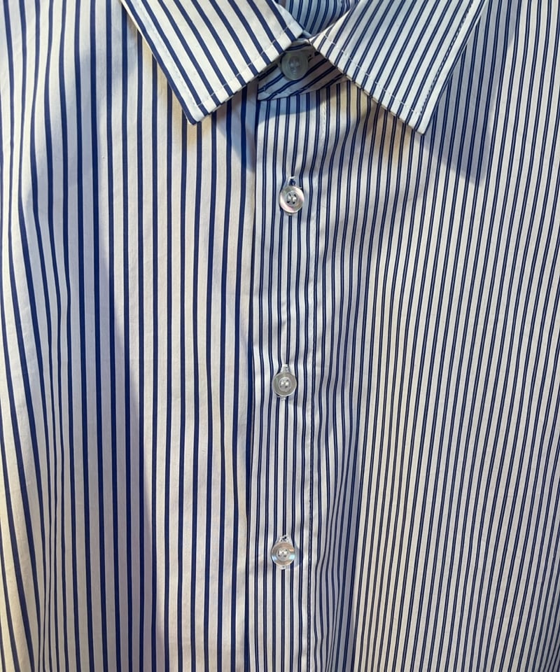 アシンメトリー ドッキングストライプシャツ | GUGU