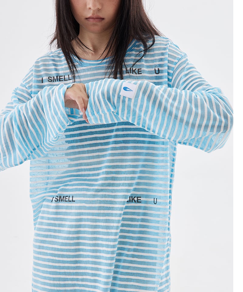 シースルーボーダーロングスリーブTシャツ | GUGU