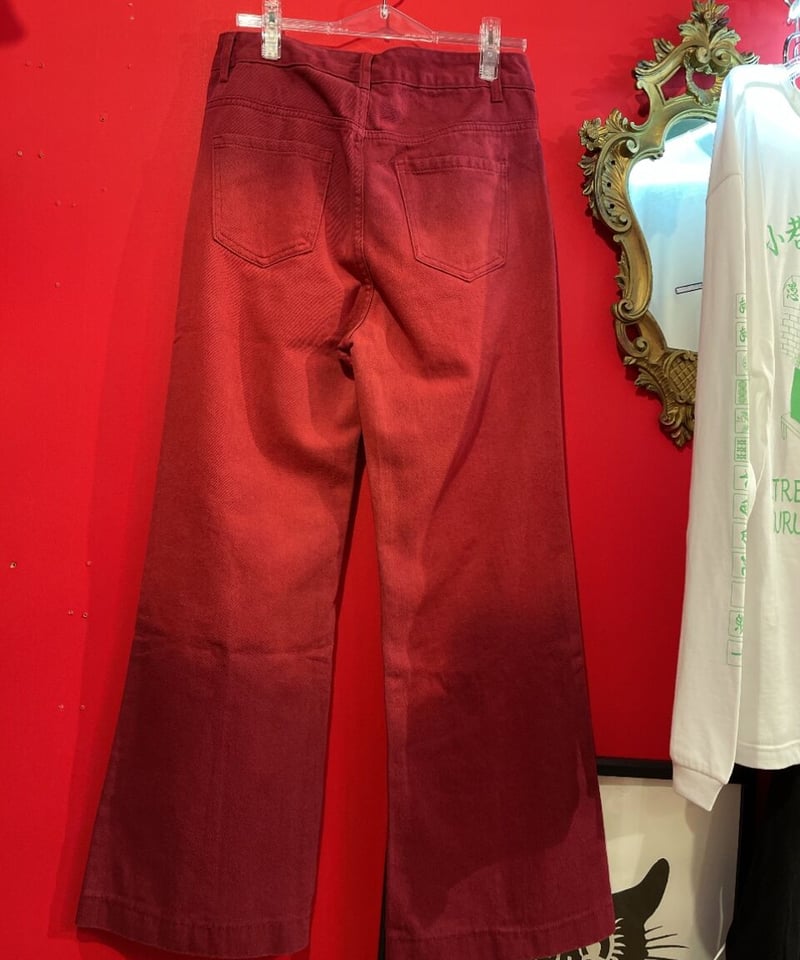 HARE MEGAフレアZIPデニムパンツ レッド HARE｜ハレのパンツ（レッド 