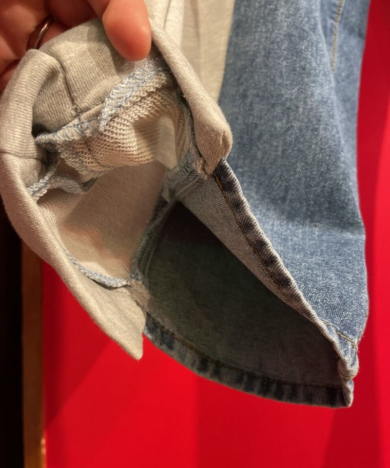 DENIM COLLECTION 】スウェットドッキング デニム パンツ | GUGU