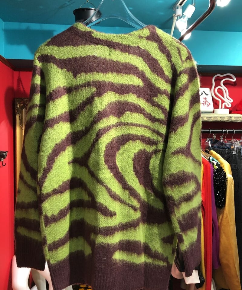タイガーパターン モヘア ニット カーディガン 虎柄 tb-20201014-10 | GUGU