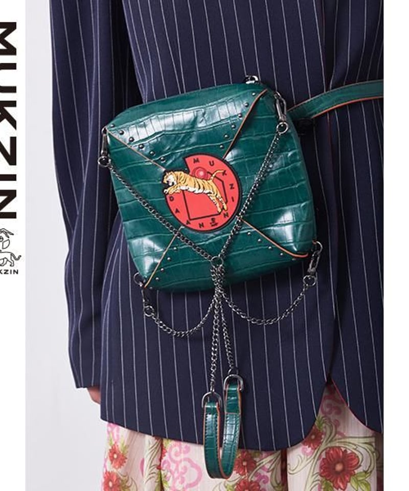 MUKZIN】 Designer Brand Green PU Leather Handba