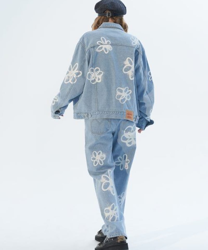 MODITEC】HAND-PAINTED FLOWERS JEANS | GUGU
