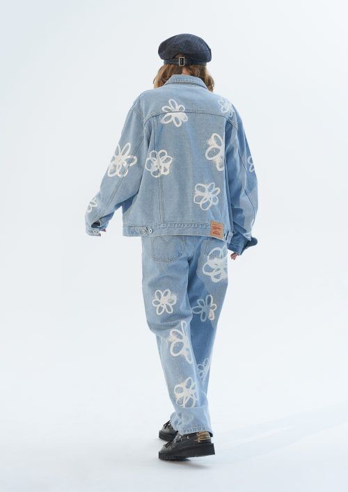 MODITEC】HAND-PAINTED FLOWERS JEANS | GUGU