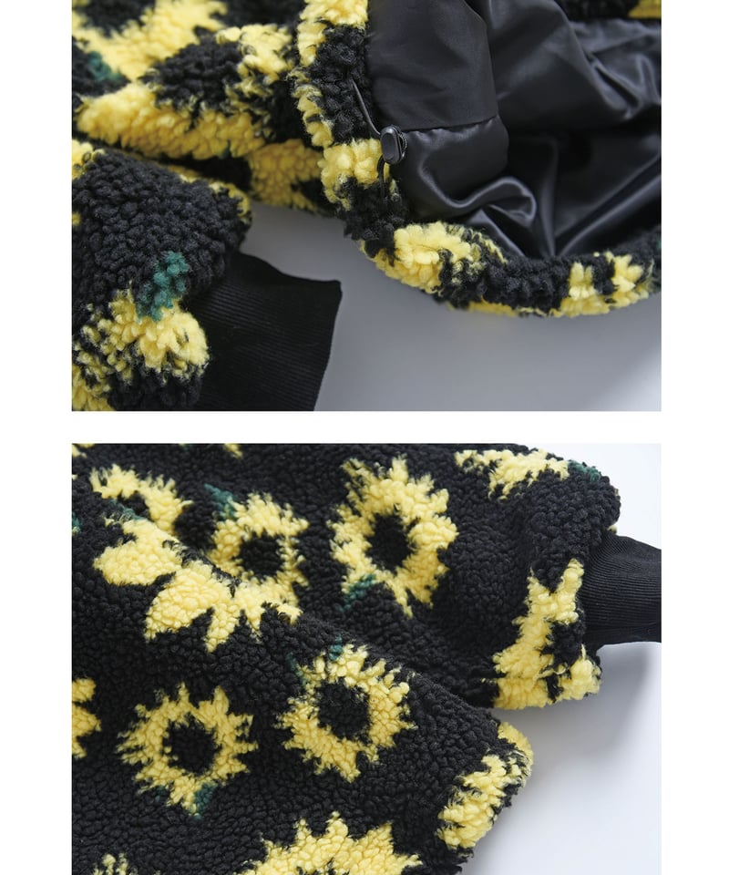 PARASONA】Sunflower pattern pullover boa jacket