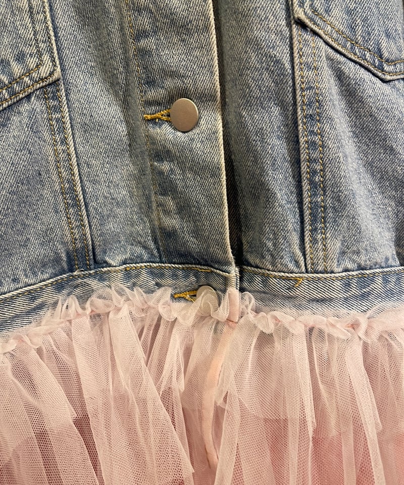 VERANDALUNCH】リメイク ドッキング デニム&チュール ワンピース